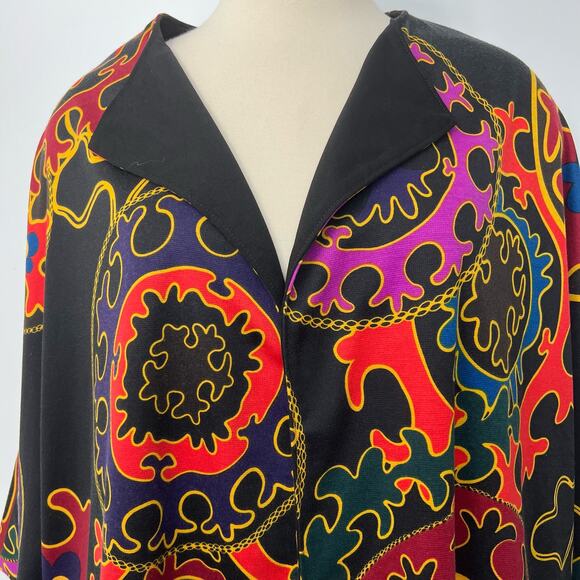 Natori Reversible Open-Front Cardigan Kaftan Black Multicolor M Oversized - Picture 2 of 7